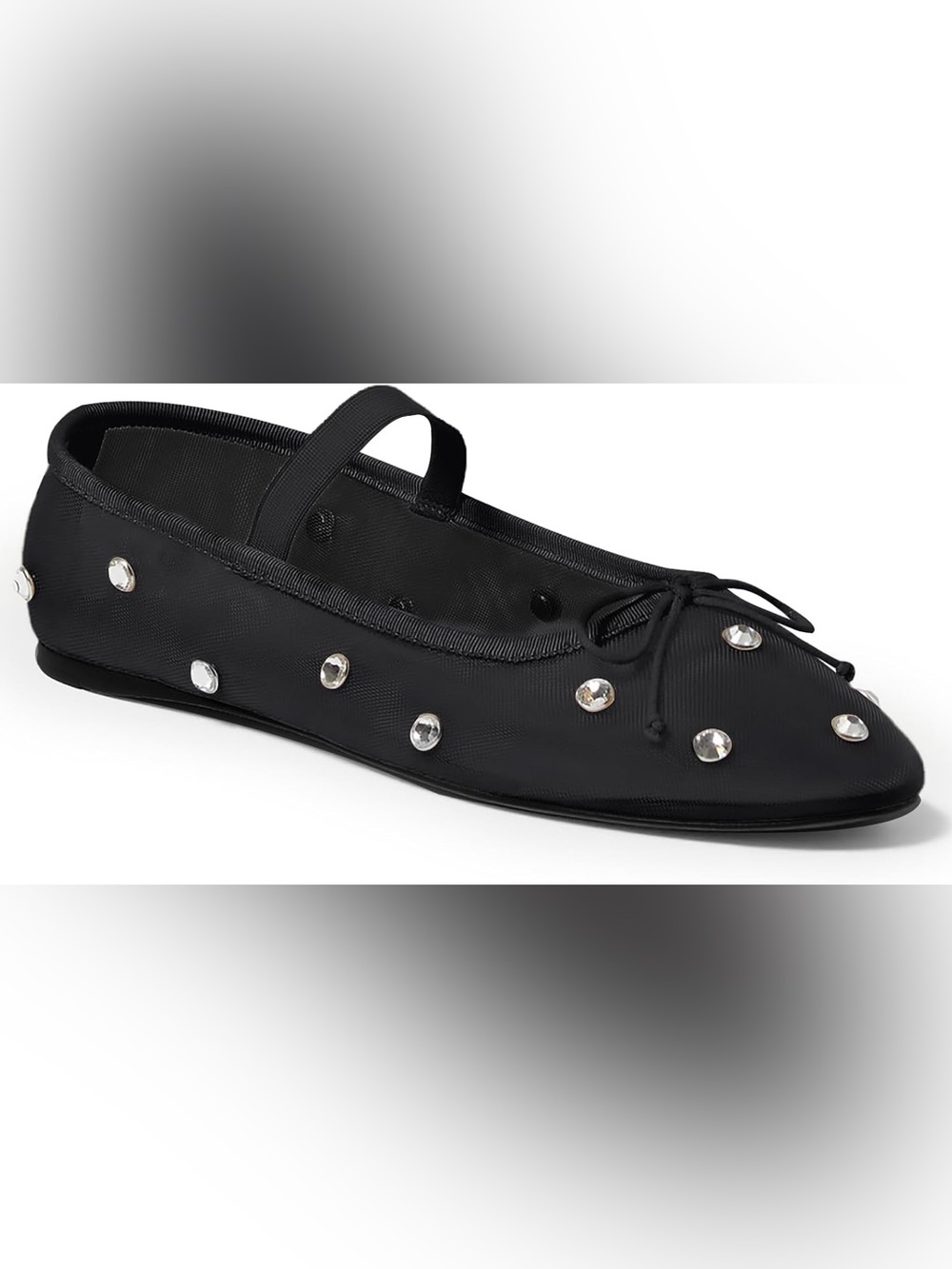 Black Nylon Studded Flats 8.5 NWT